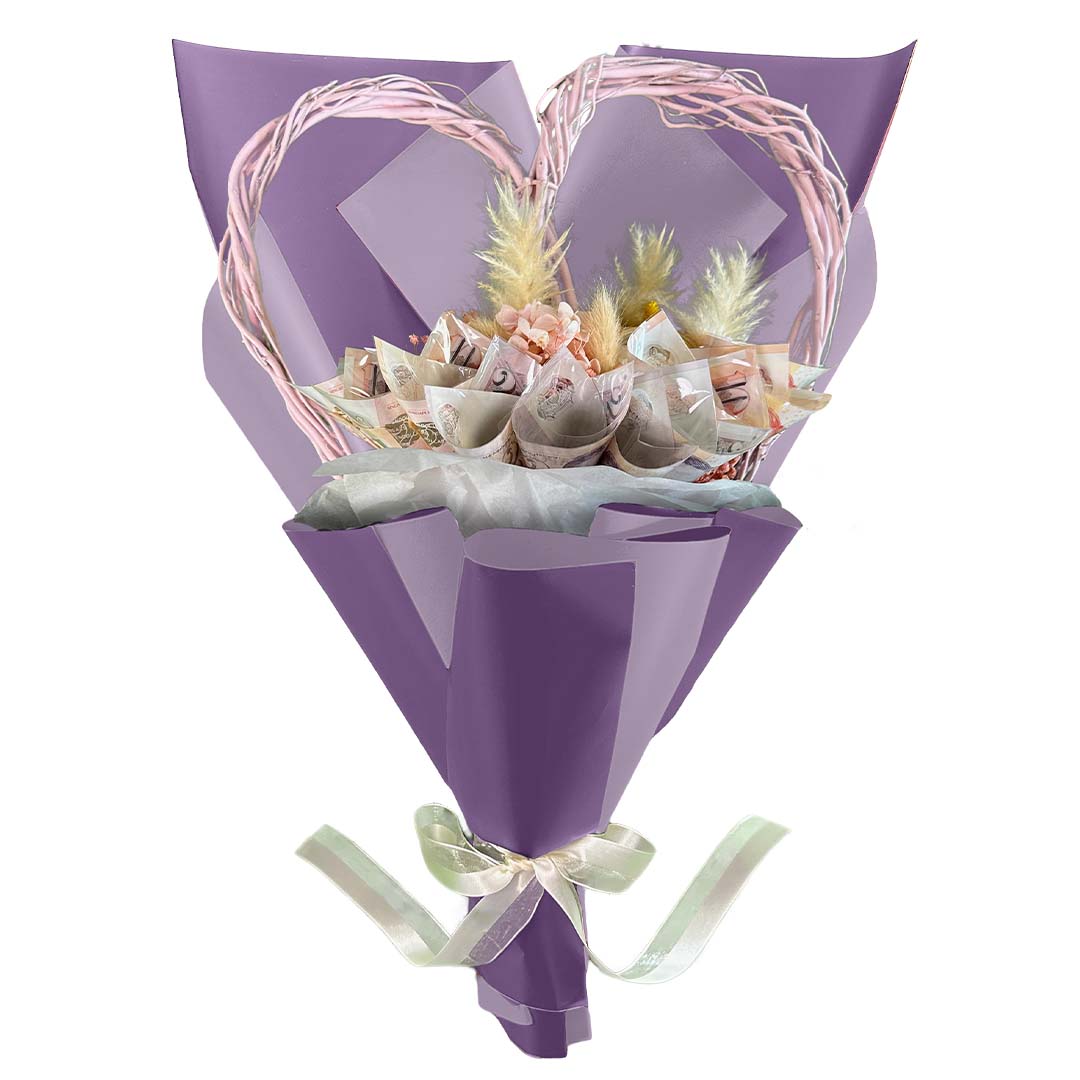 Money Bouquet Heartfelt Fuchsia Posy