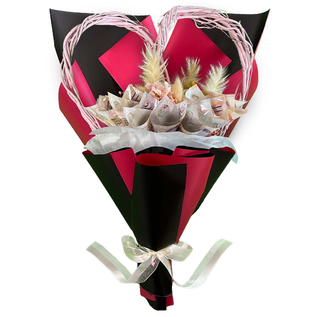 Money Bouquet Heartfelt Fuchsia Posy