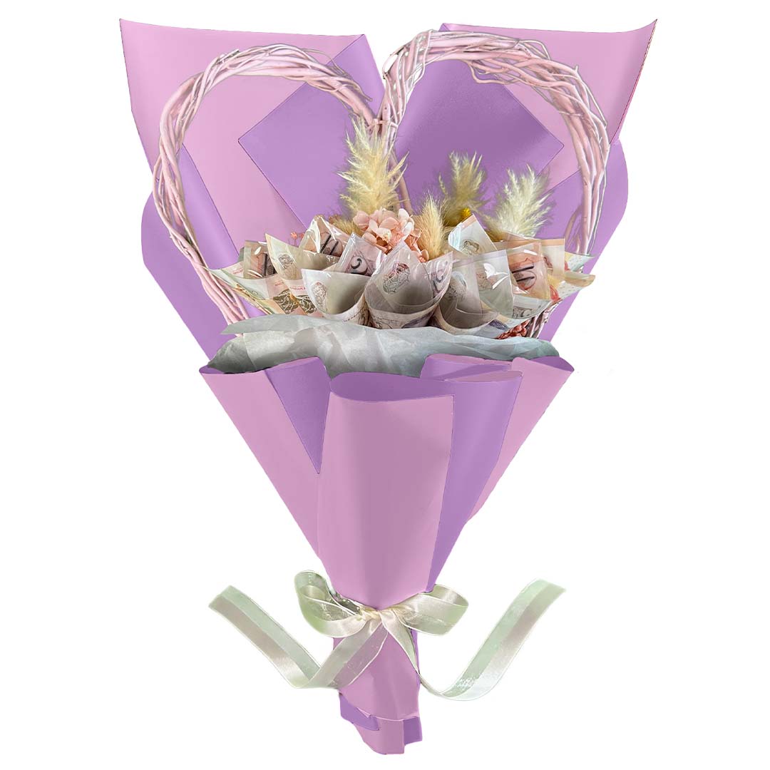 Money Bouquet Heartfelt Fuchsia Posy