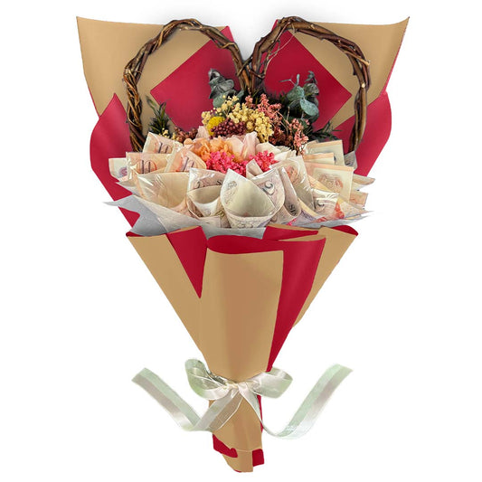 Money Bouquet Heartfelt Ruby Blossom