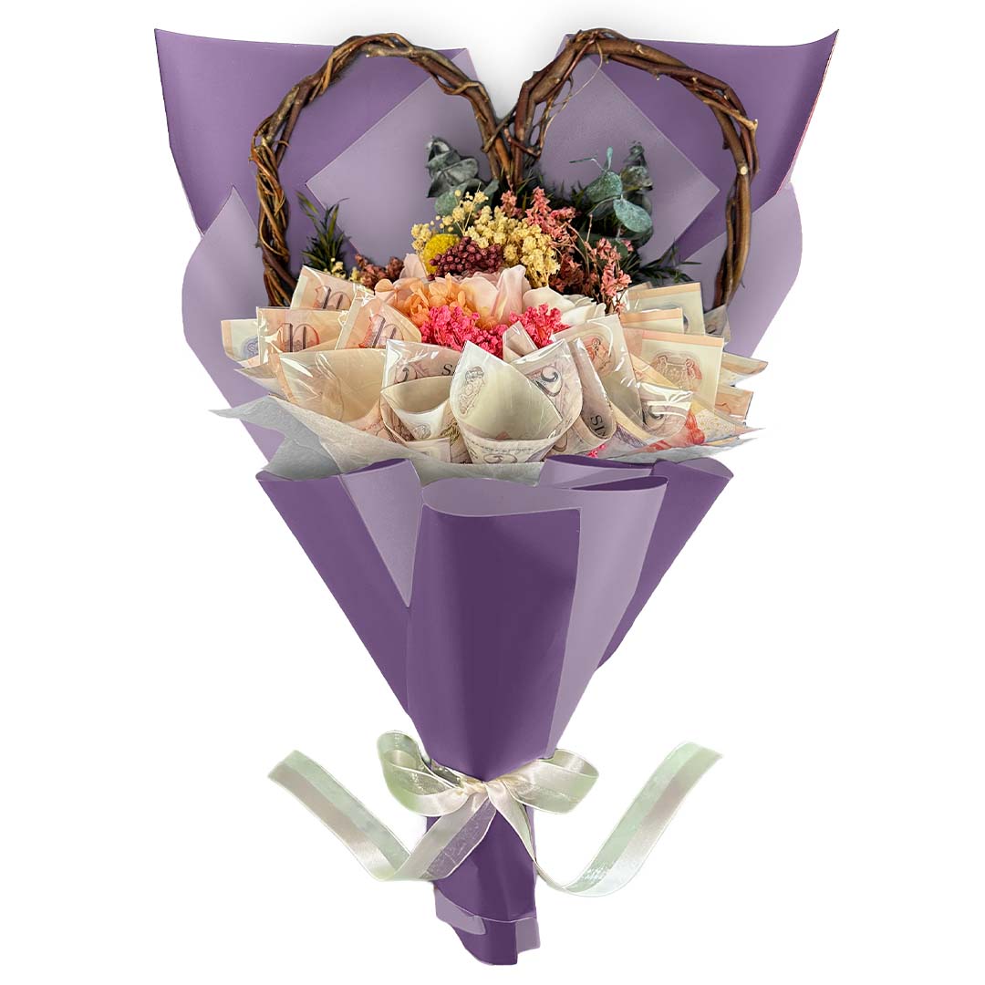 Money Bouquet Heartfelt Ruby Blossom