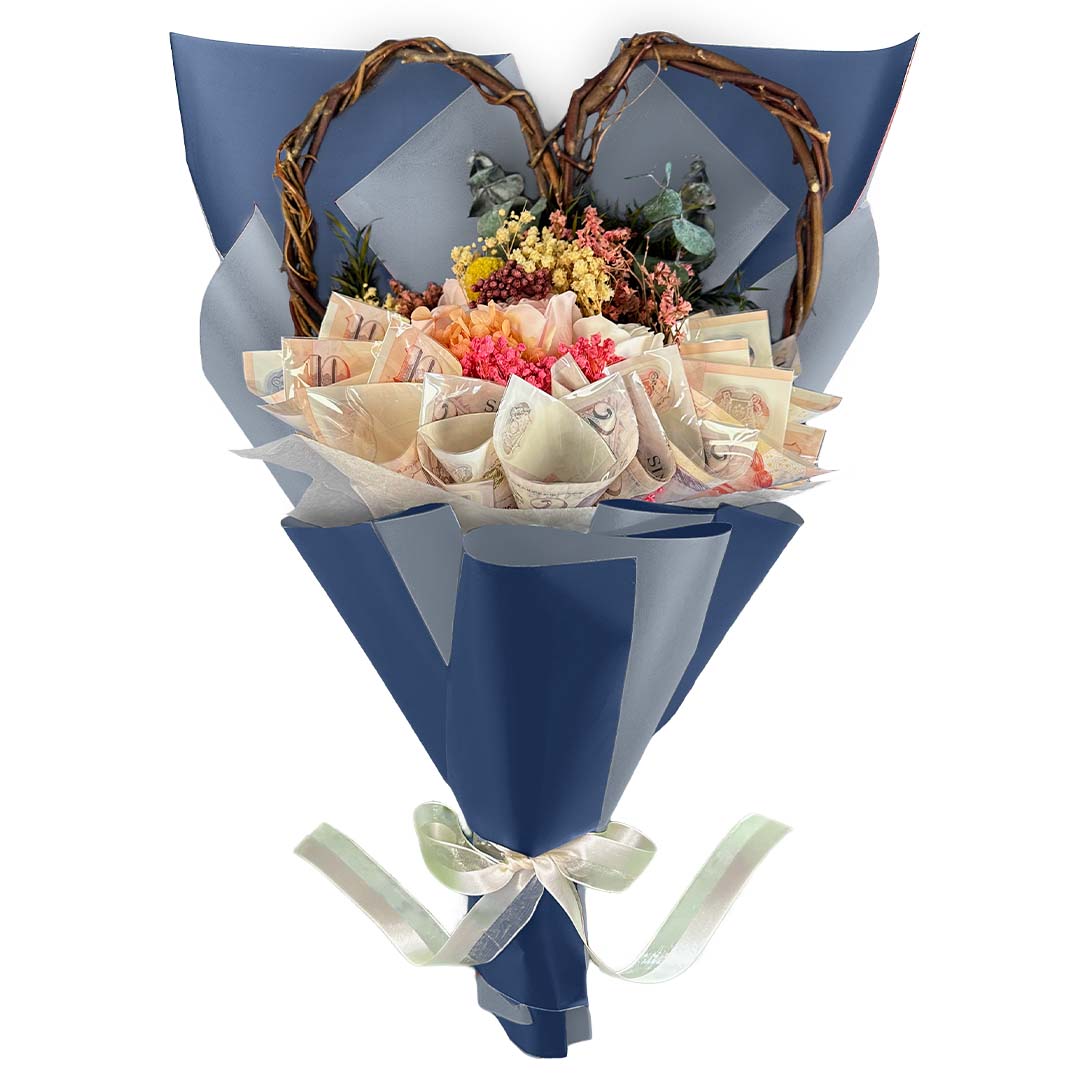 Money Bouquet Heartfelt Ruby Blossom