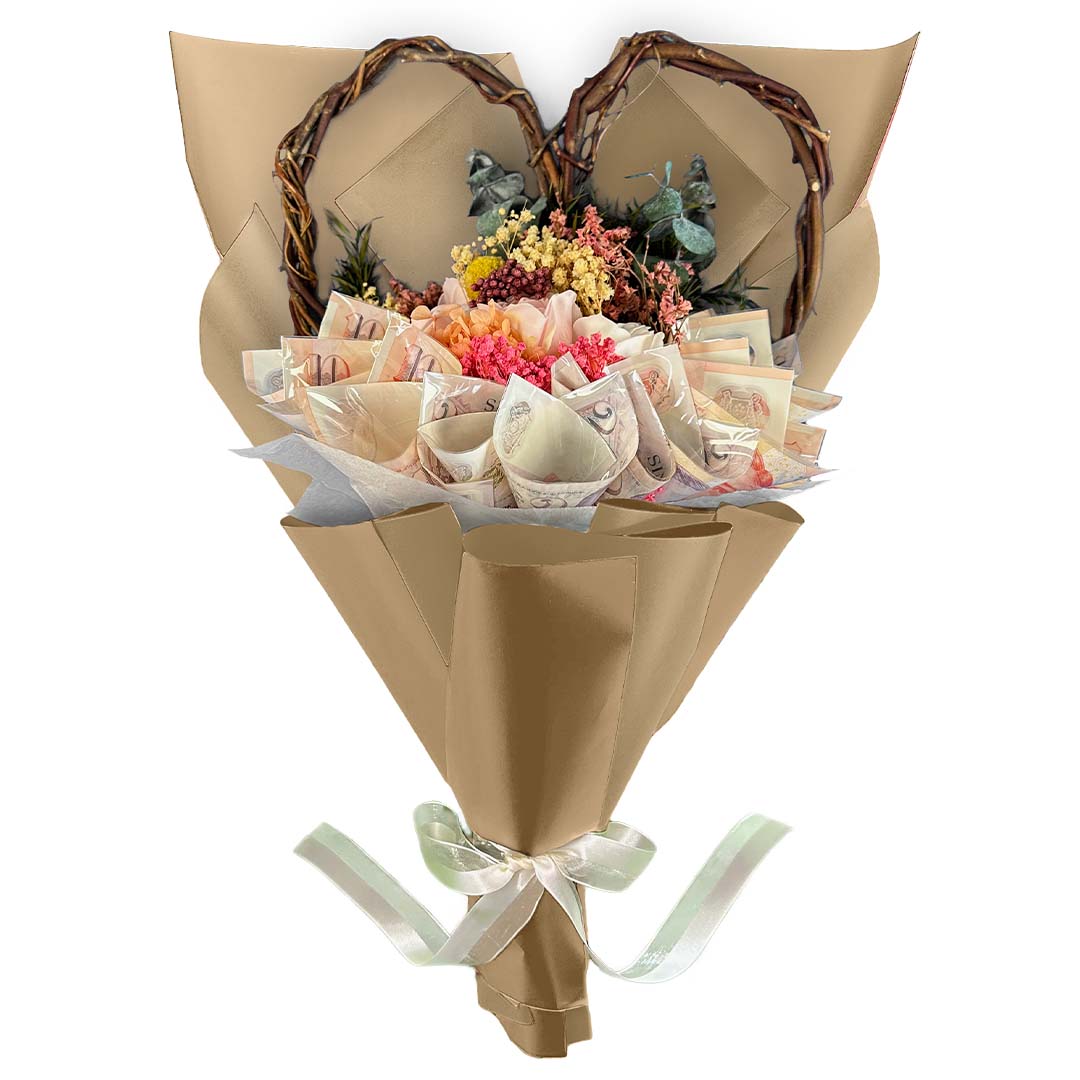 Money Bouquet Heartfelt Ruby Blossom