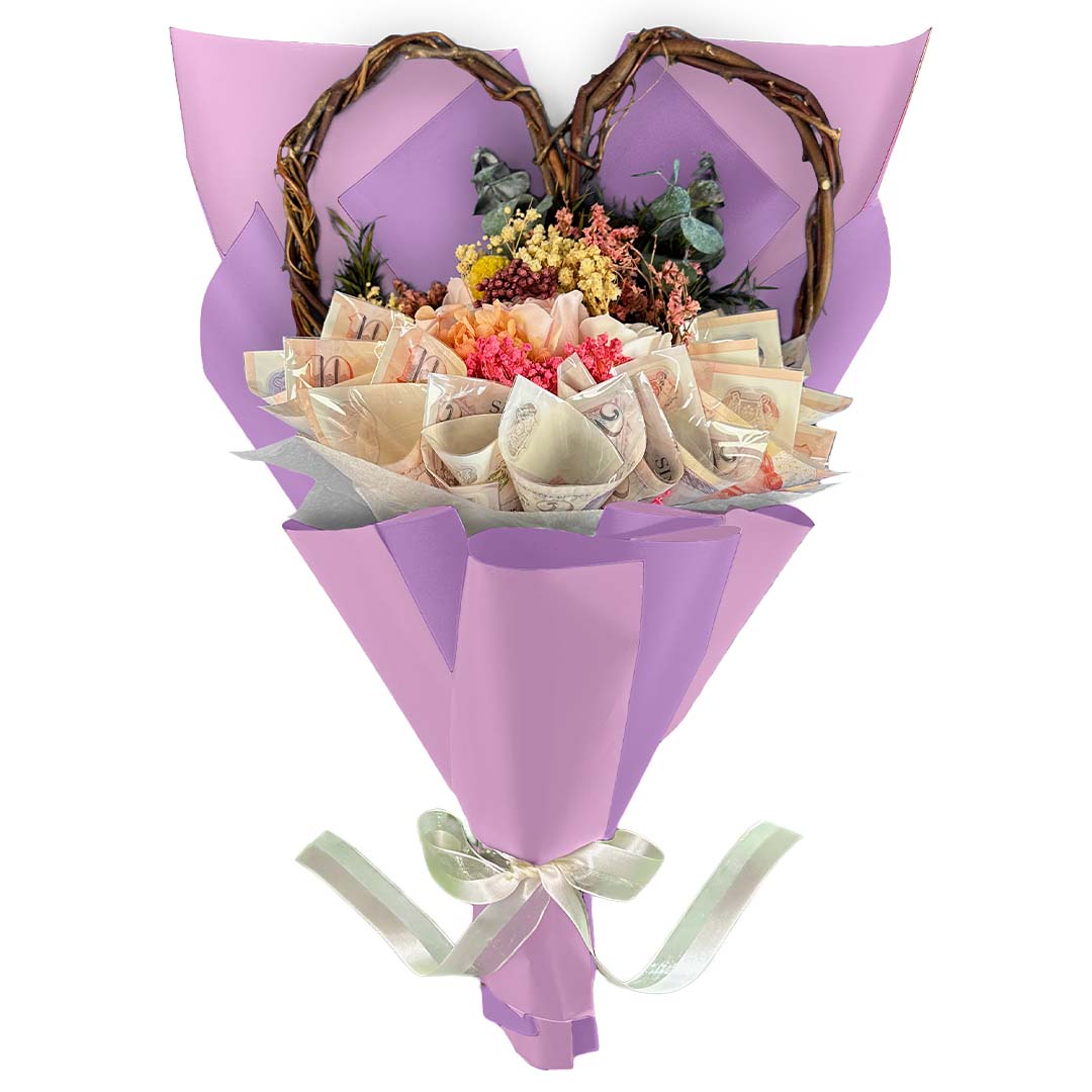 Money Bouquet Heartfelt Ruby Blossom